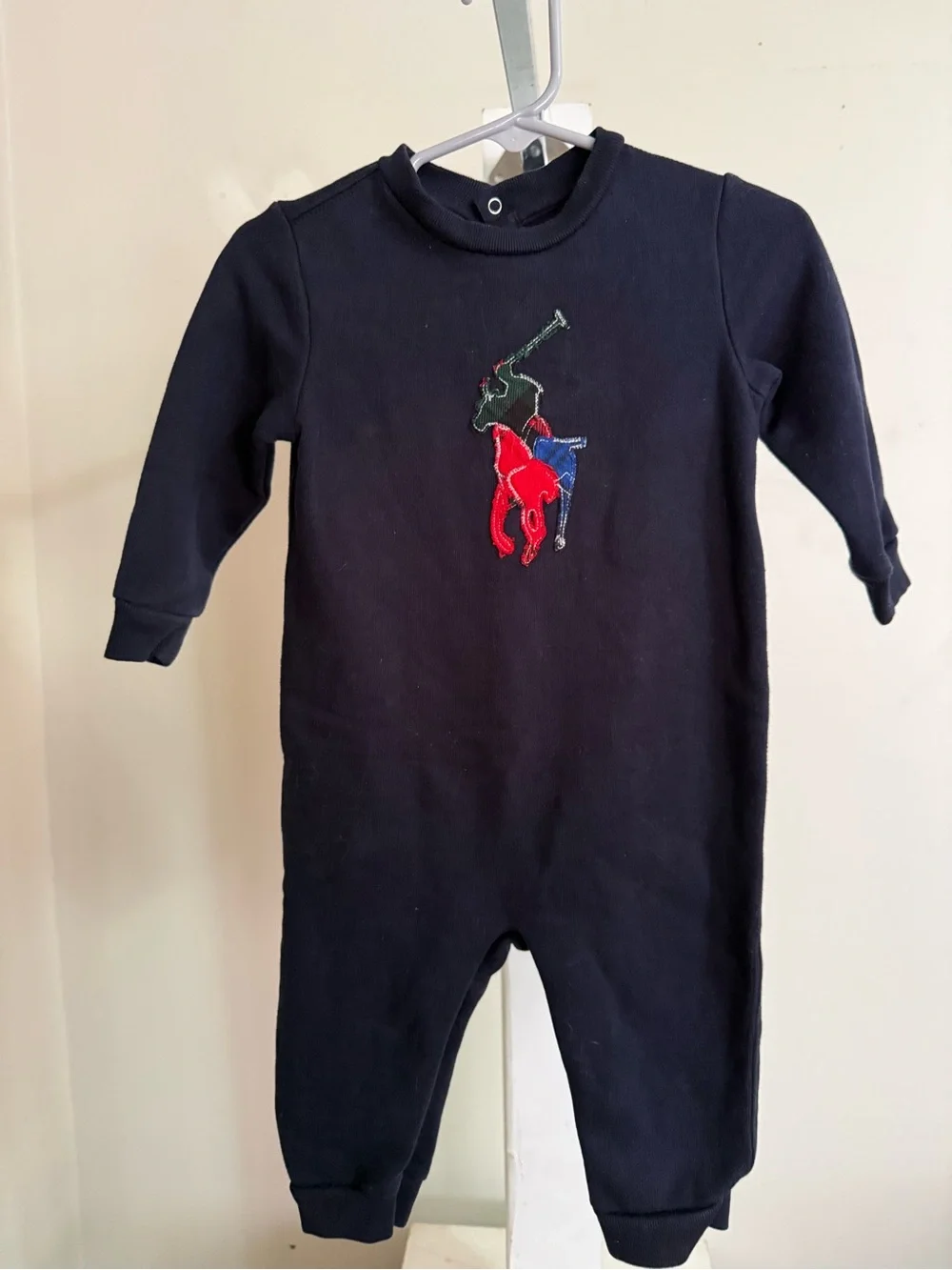Ralph Lauren Baby Boys Plaid Big Pony Fleece Romper